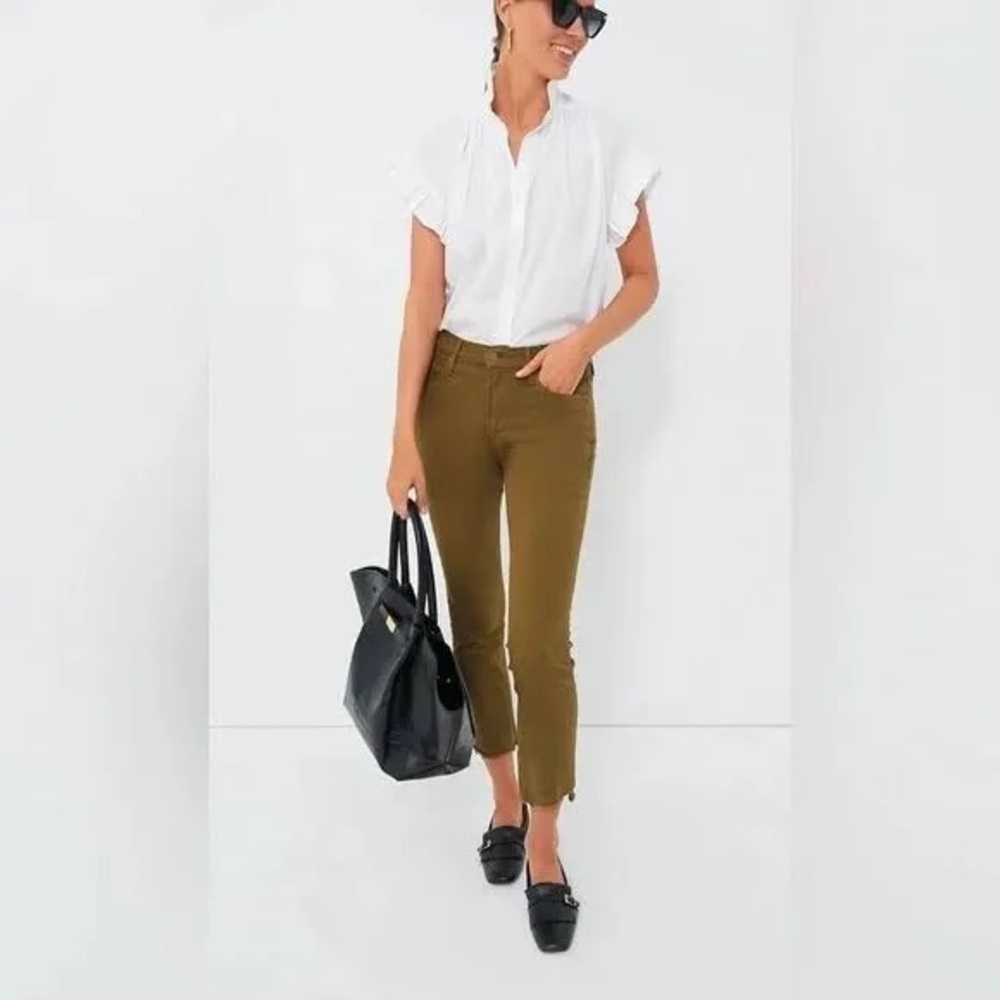Mother Denim The Insider Crop Step Fray Olive/Fir Green Jeans size 32 NWT